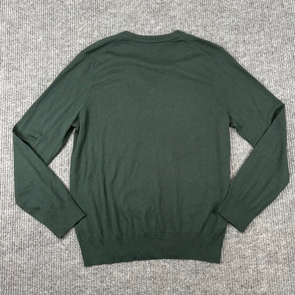 Banana Republic V-Neck Sweater Mens Large Dark Green Silk Cotton Cashmere Luxury - Picture 2 of 6